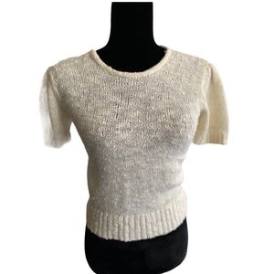 Vintage short sleeve crop knit top Cream S